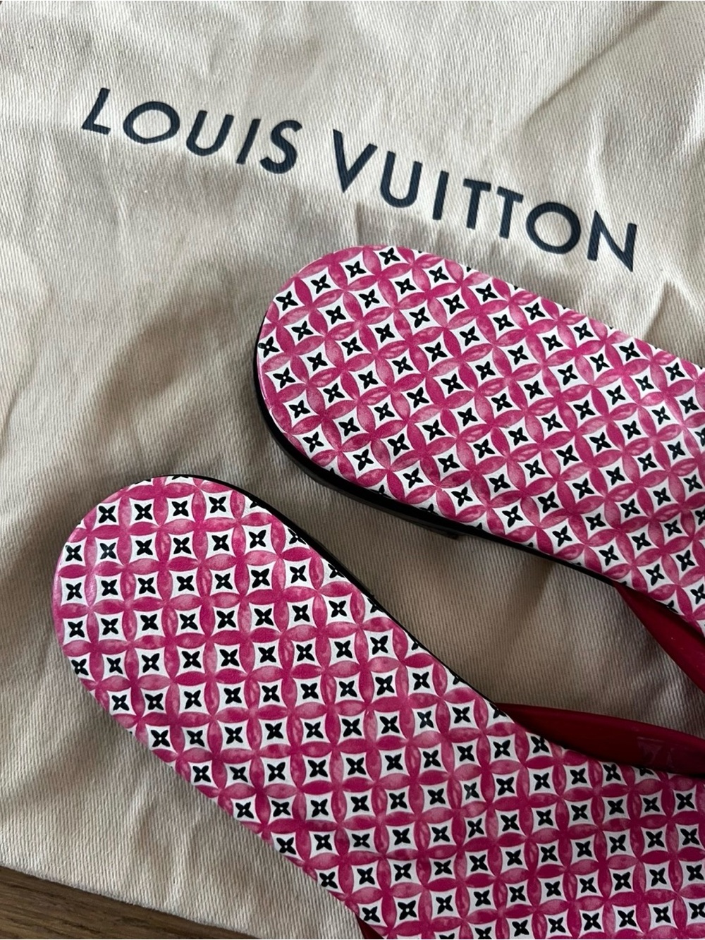 Louis Vuitton Pink and Red Monogram Slide Sandals - Picture 5 of 6